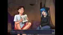 Play Blue-Haired Goth Teen's First Time Handjob Caught on Camera